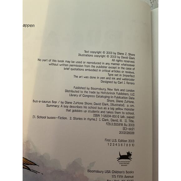 BUS-A-SAURUS BOP By Diane Z. Shore & David Clark Hardcover Excellent - Picture 5 of 7